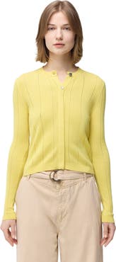 GOBI Mongolian Cashmere Hidden Button-Front Cashmere Silk Cardigan