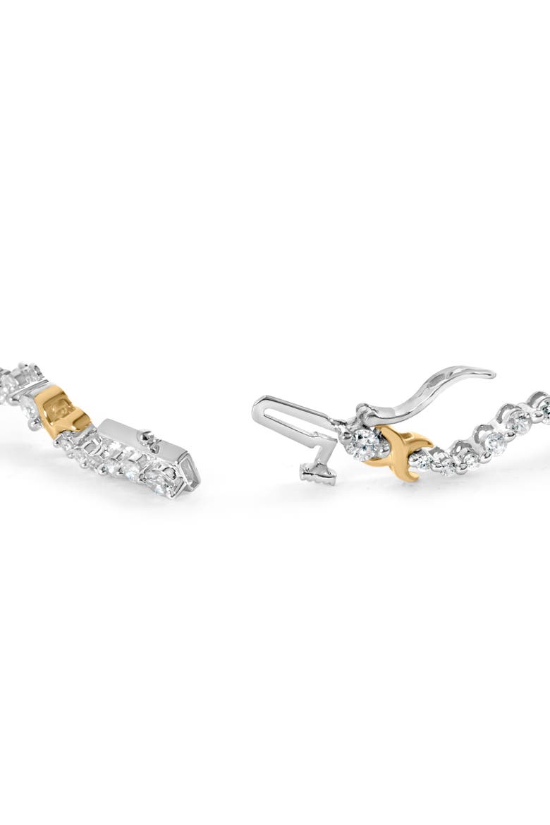10K Two-Tone 2.00 Cttw Diamond "X" and Wave Link Bracelet - 7" Inches, Alternate, color, Yellow