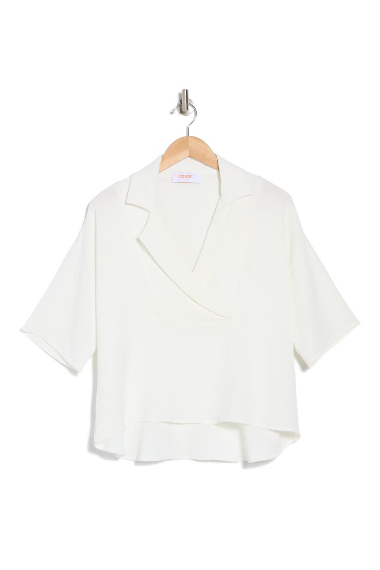 Oversize Short Sleeve Popover Top, Alternate, color, WHITE