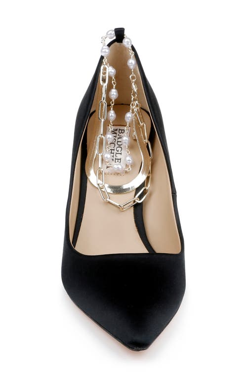 Badgley Mischka Collection Verna Chain Ankle Strap Pointed Toe Pump In Black