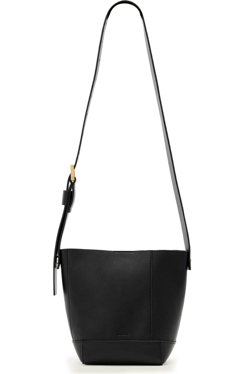 AllSaints Mini Alba Leather Crossbody Bag, Main, color, Black