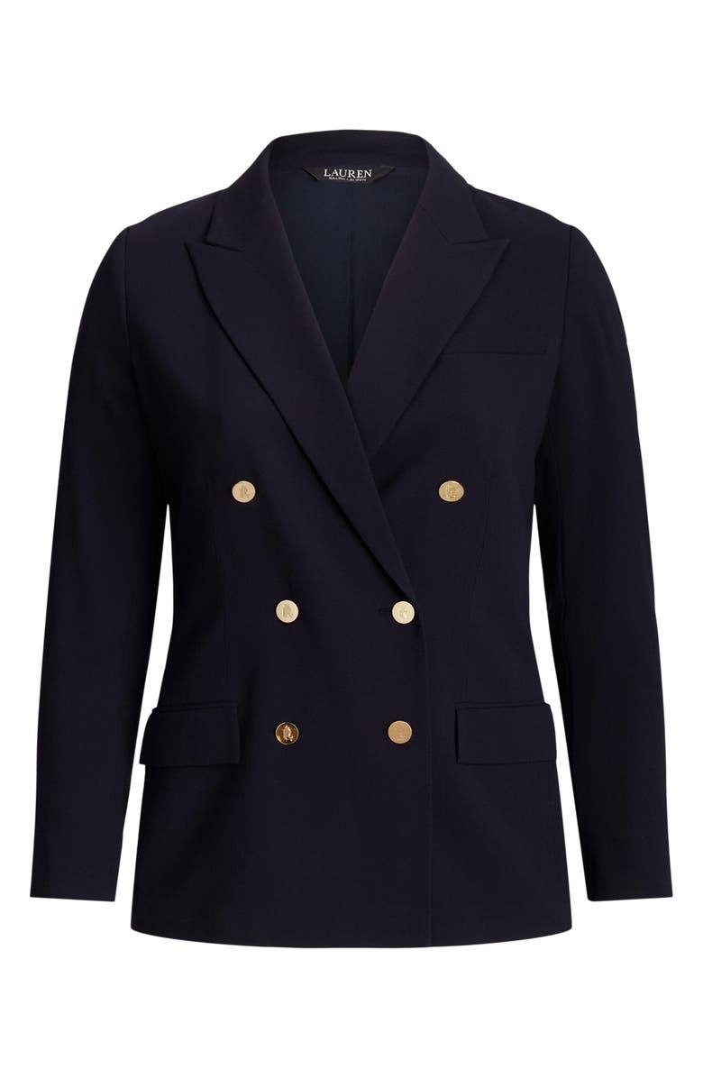 Lauren Ralph Lauren Double Breasted Stretch Wool Crepe Blazer, Alternate, color,