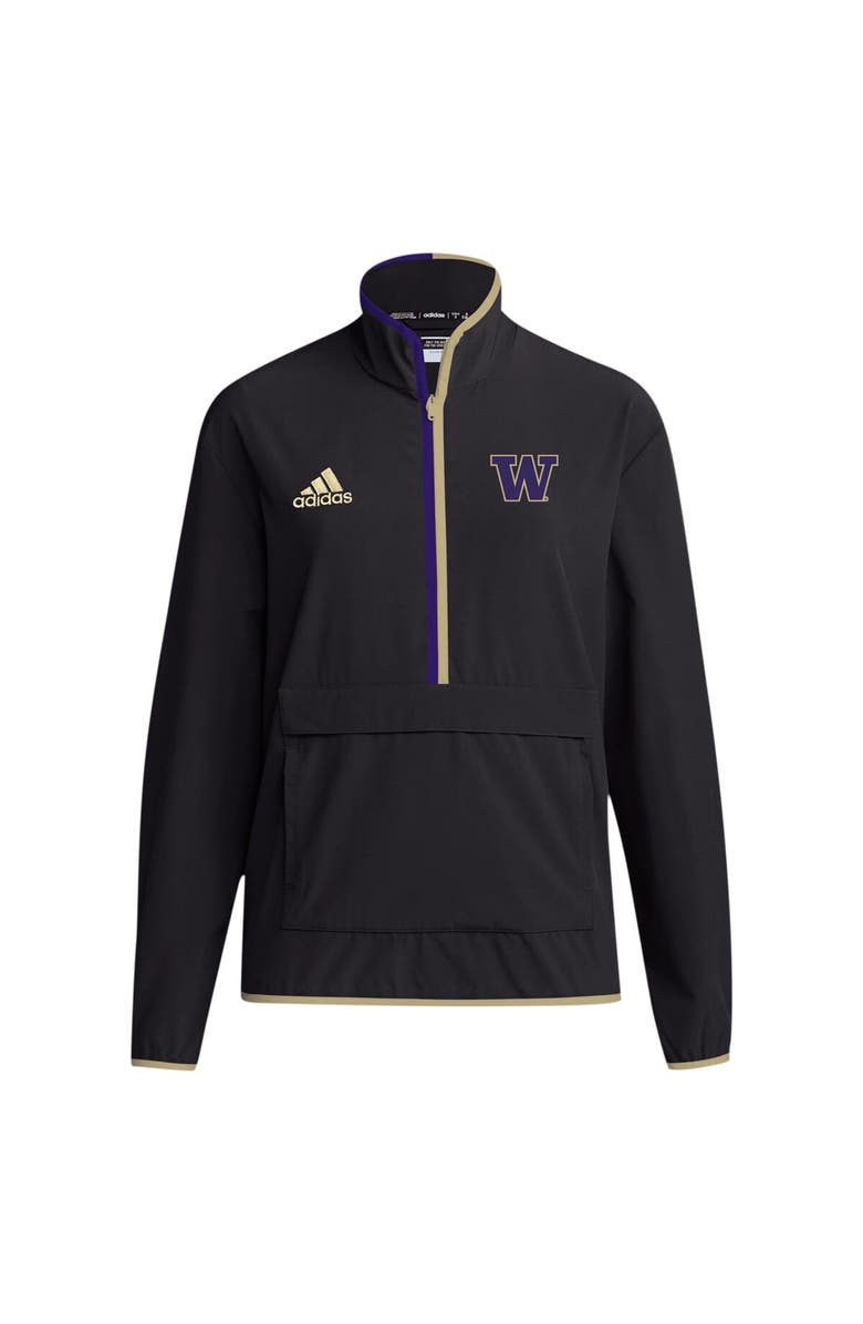 adidas Men's adidas Black Washington Huskies 2024 Coaches Sideline Half-Zip Jacket, Alternate, color, Black