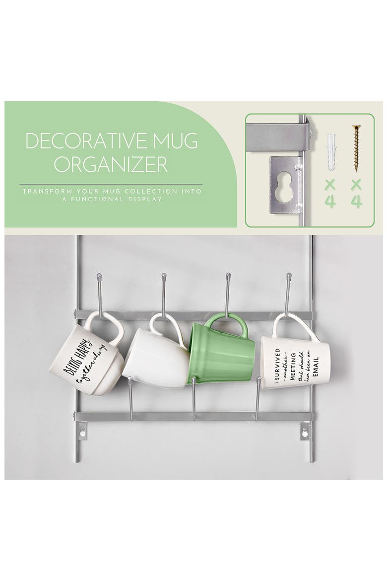 Small 6-Tier Metal Mug Rack, Alternate, color, SILVER