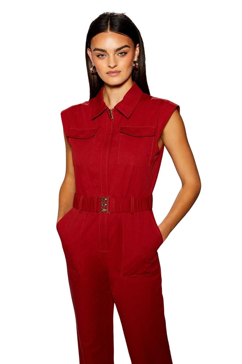 Runway Utility Jumpsuit, Alternate, color, Red