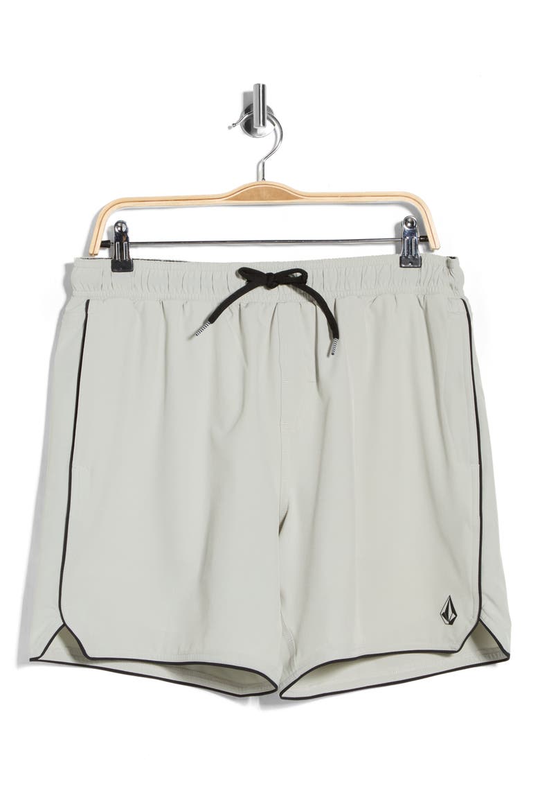 Piping Swim Trunks, Alternate, color, STORM GREEN