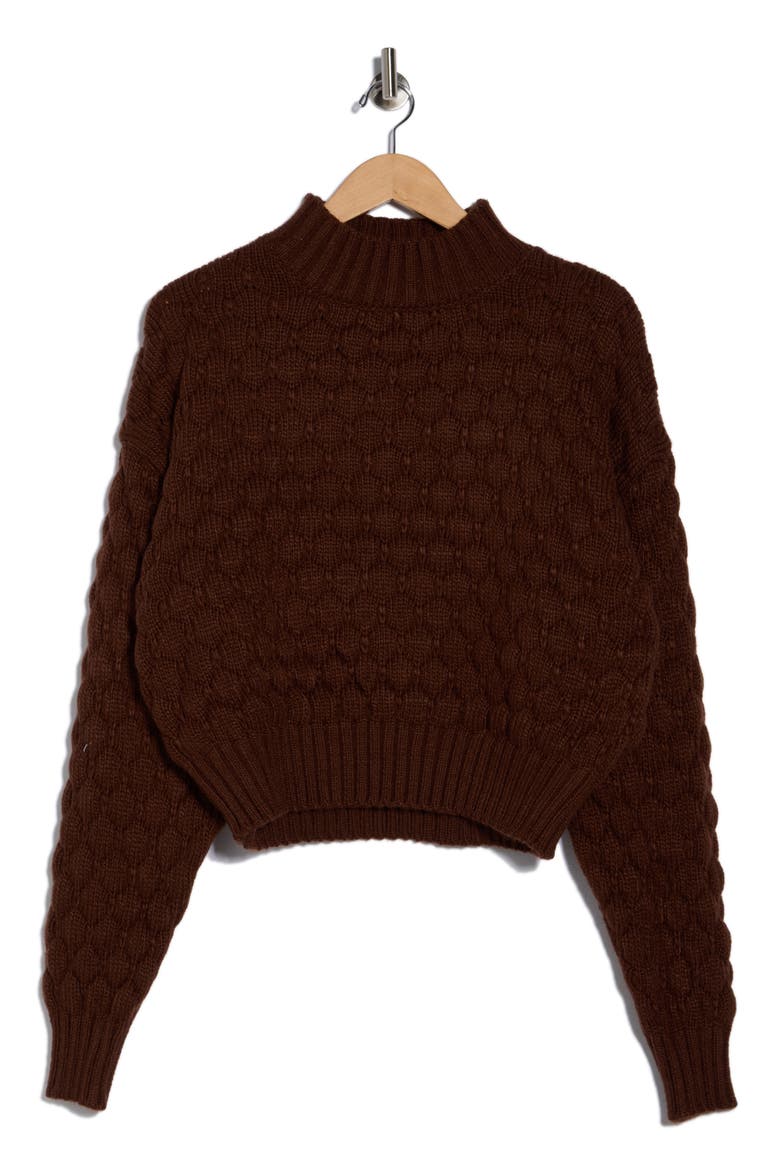 Bubble Knit Crop Sweater, Alternate, color, CHESTNUT