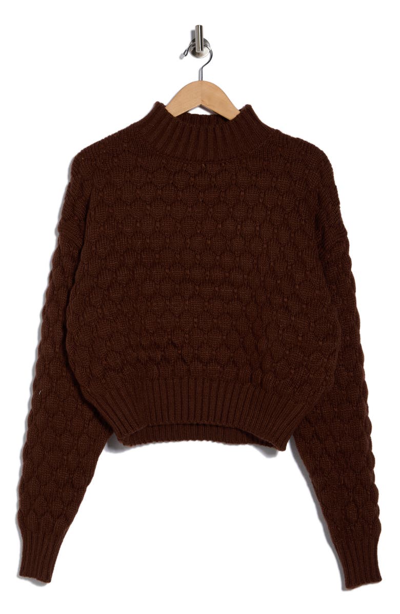 Elodie Bubble Knit Crop Sweater, Alternate, color, Chestnut