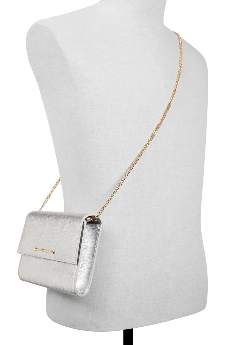Ted Baker London Kira Leather Flap Clutch, Alternate, color, Silver Metallic Textured