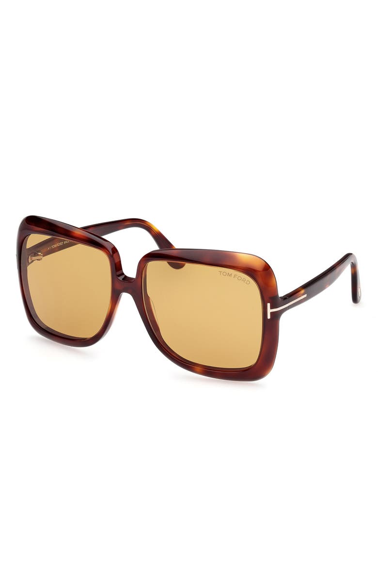 TOM FORD Lorelai 59mm Square Sunglasses, Alternate, color, Dark Havana / Brown