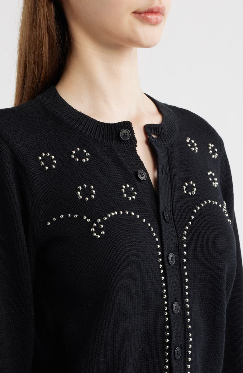 THE GREAT. The Studded Cardigan, Alternate, color, Black