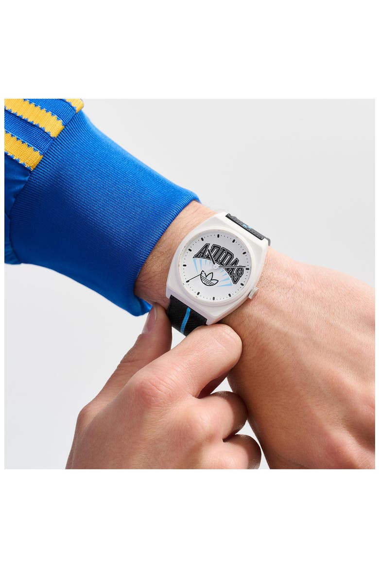 AO Street Project 2 White Logo Graphic Resin Strap Watch, 38mm, Alternate, color, BLACK