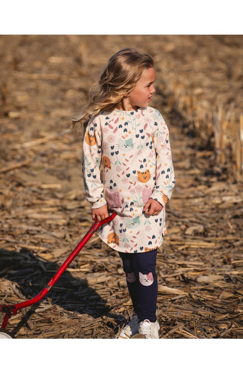 Deux par Deux Glittering French Terry Dress Cat, Main, color, Beige