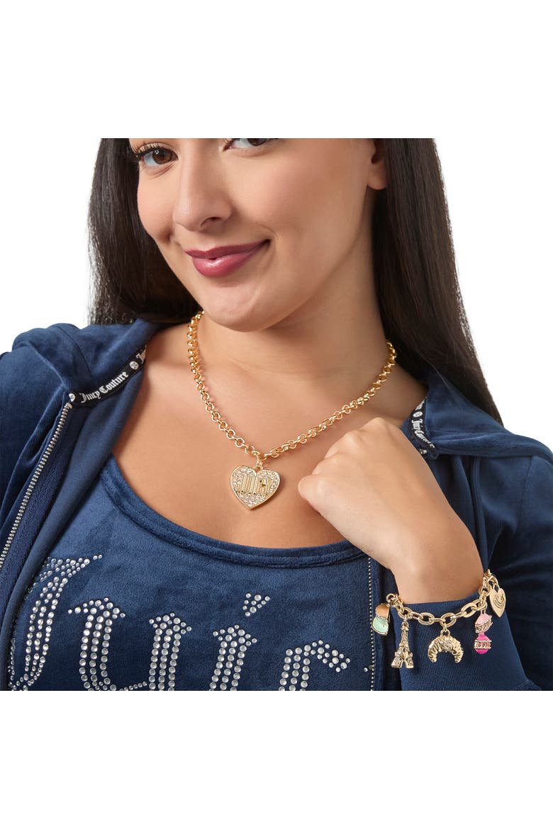 Heart Script Logo Necklace, Alternate, color, Gold Tone