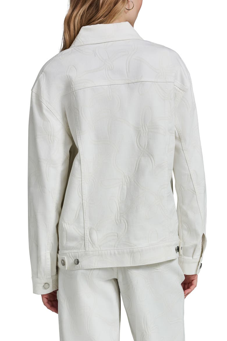 Bow Denim Jacket, Alternate, color, WHITE DENIM