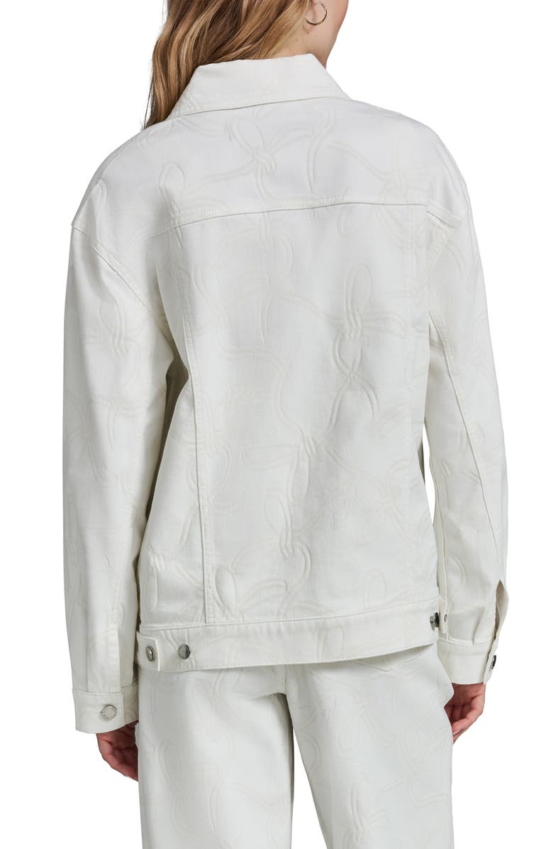 KARL LAGERFELD PARIS Bow Denim Jacket, Alternate, color, White Denim