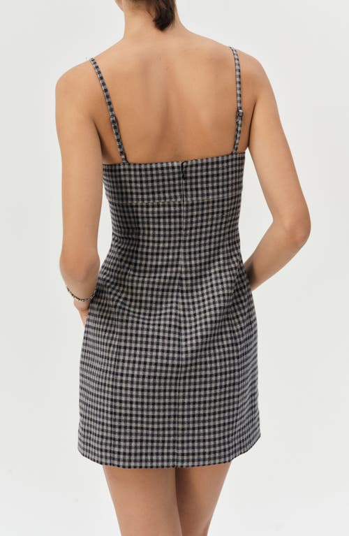 For Love & Lemons Savannah Plaid Minidress In Gray