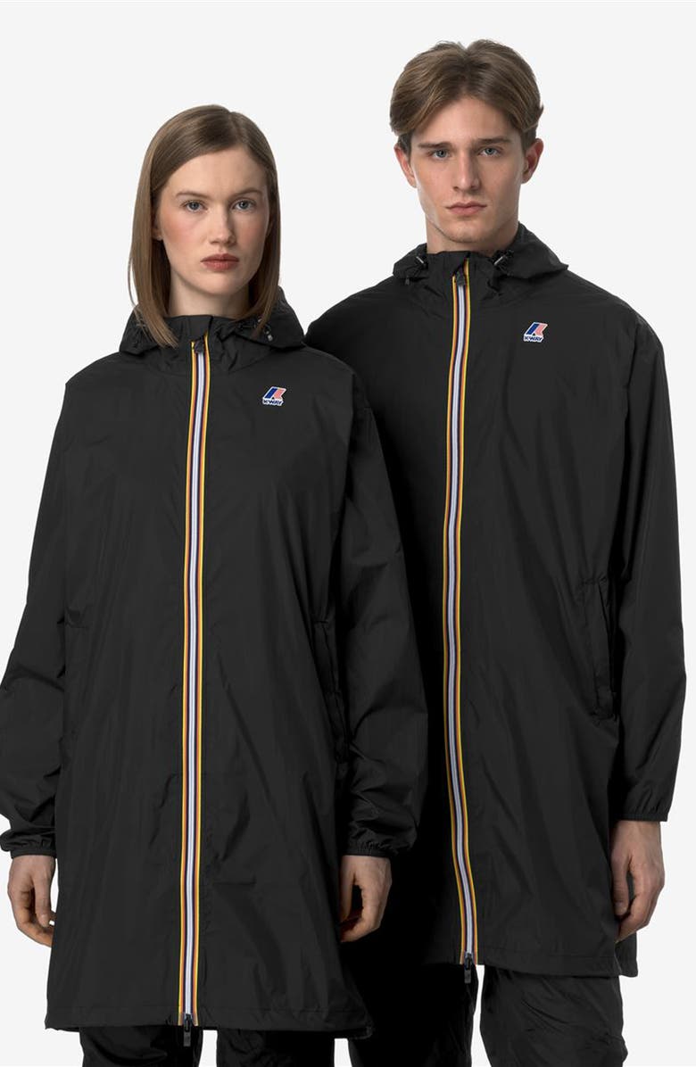 K-Way Le Vrai 4.0 Eiffel East Water Repellent Raincoat, Alternate, color, Black Pure