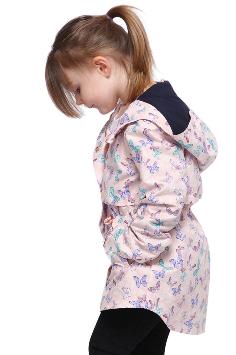 Kids' Lightweight Rain Jacket Trench Coat, Alternate, color, Butterfly Pink