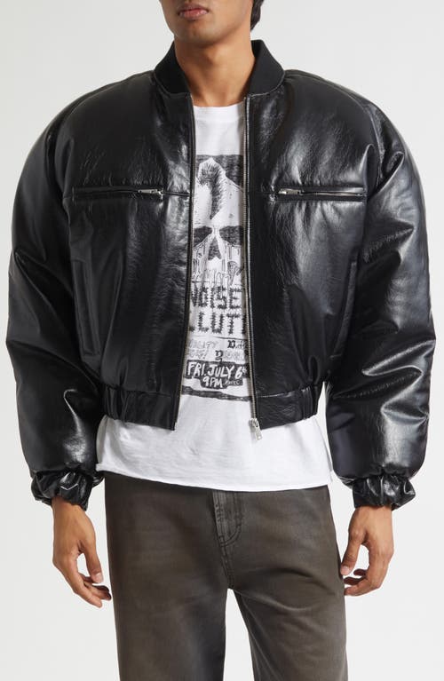 LU'U DAN Riot Faux Leather Bomber Jacket in Black  product