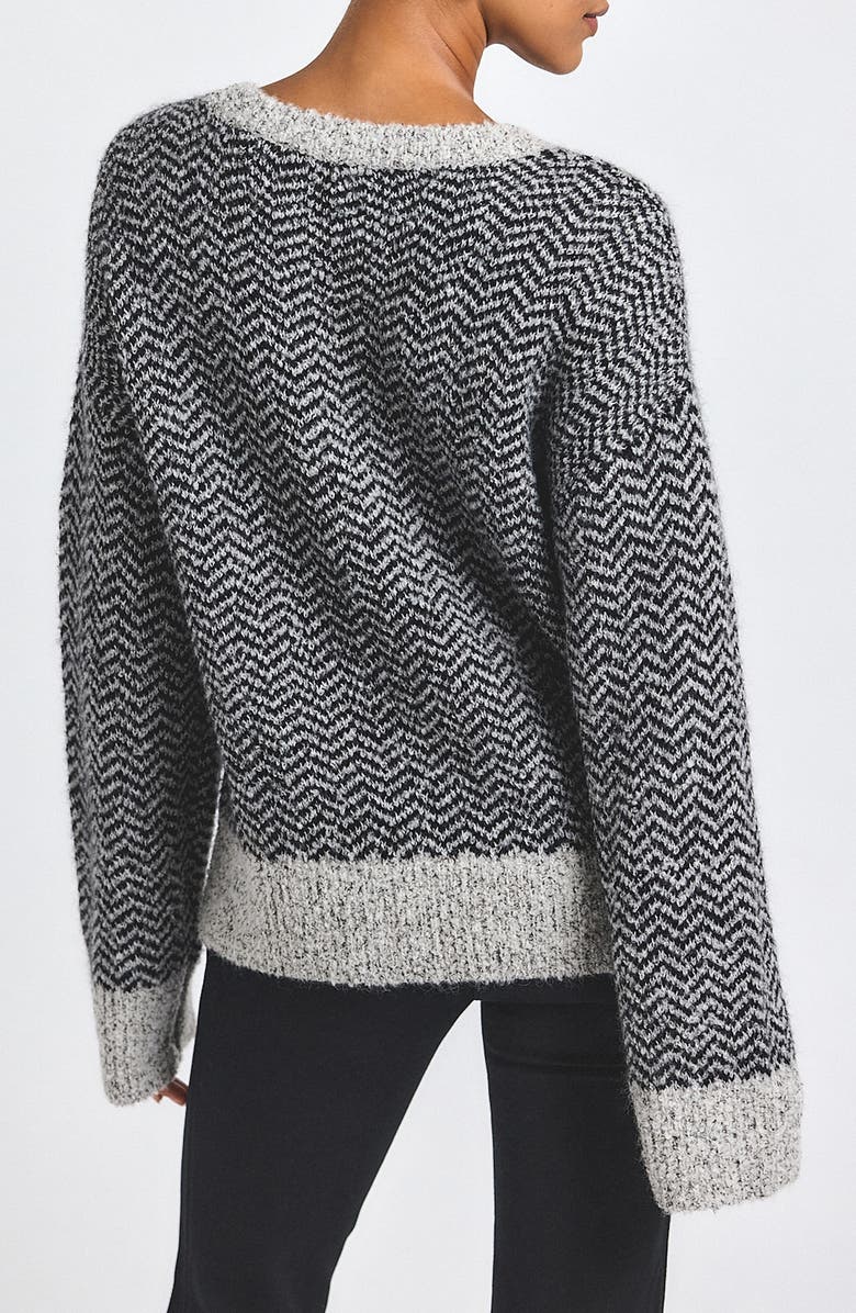 Derek Lam 10 Crosby Astrid Chevron Stripe Sweater, Alternate, color, Ivory/ Black