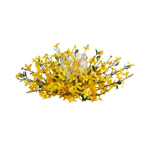 16-in Artificial Forsythia Candelabrum