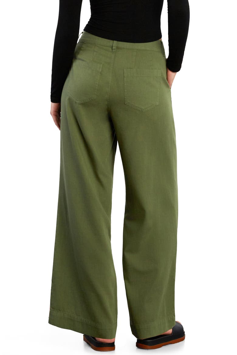 Chill Pleated Mid Rise Wide Leg Jeans, Alternate, color, VINEYARD GREEN