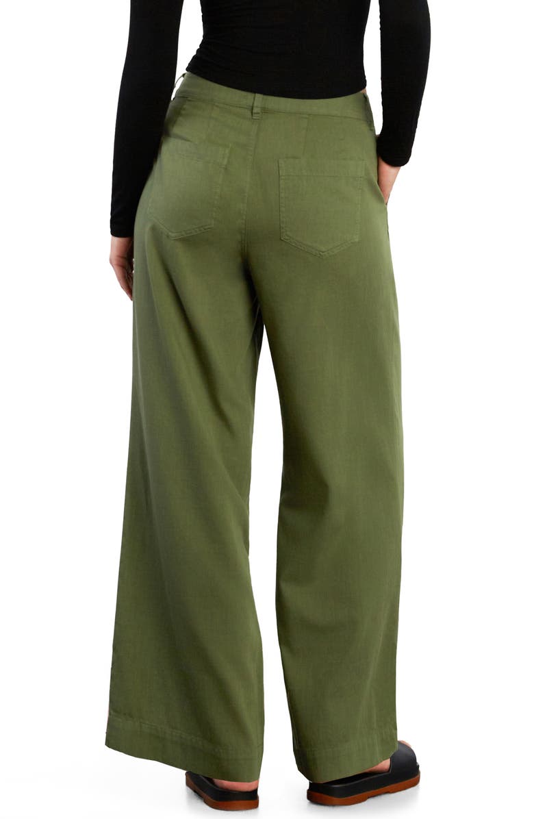 HINT OF BLU Chill Pleated Mid Rise Wide Leg Jeans, Alternate, color, Vineyard Green