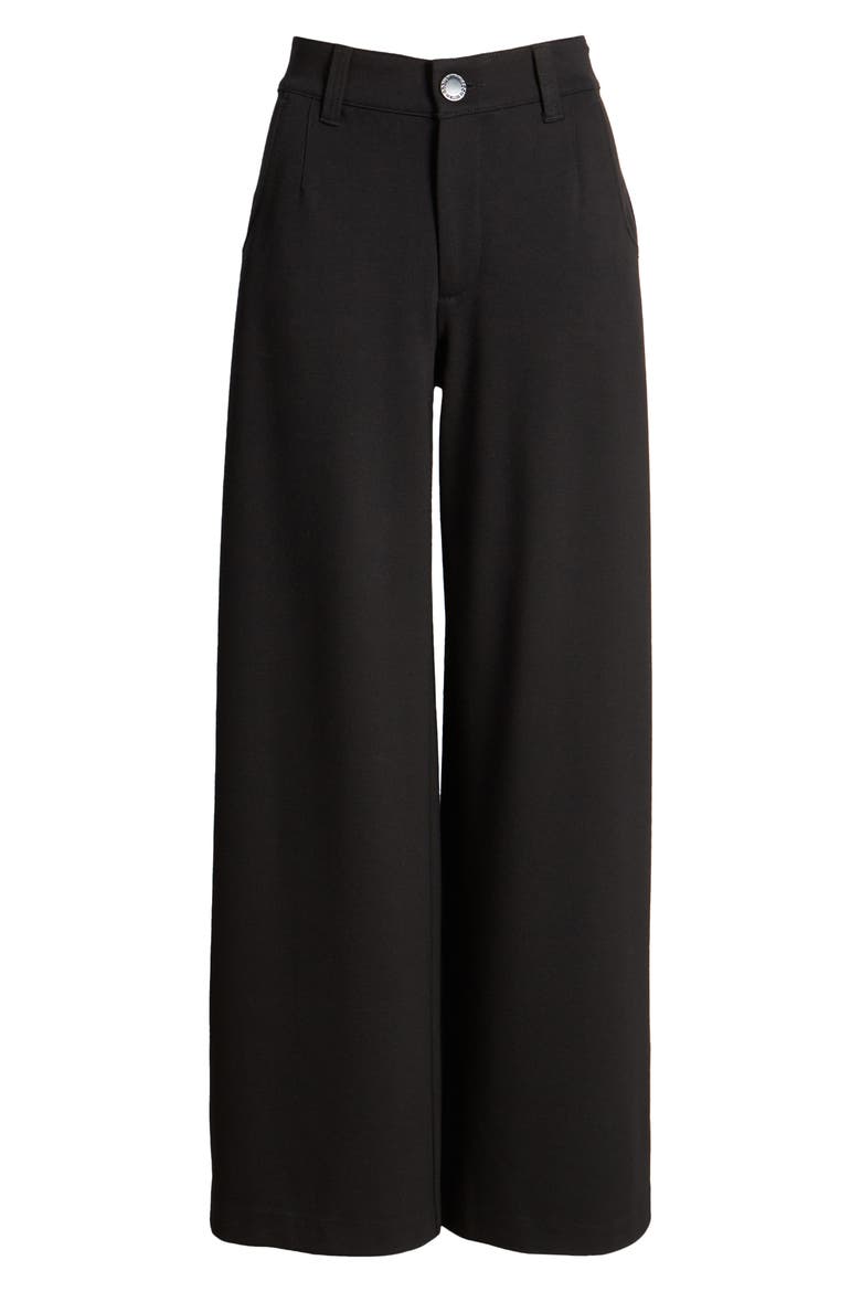 Whitney Skyrise Flat Front Wide Leg Pants, Alternate, color, BLACK