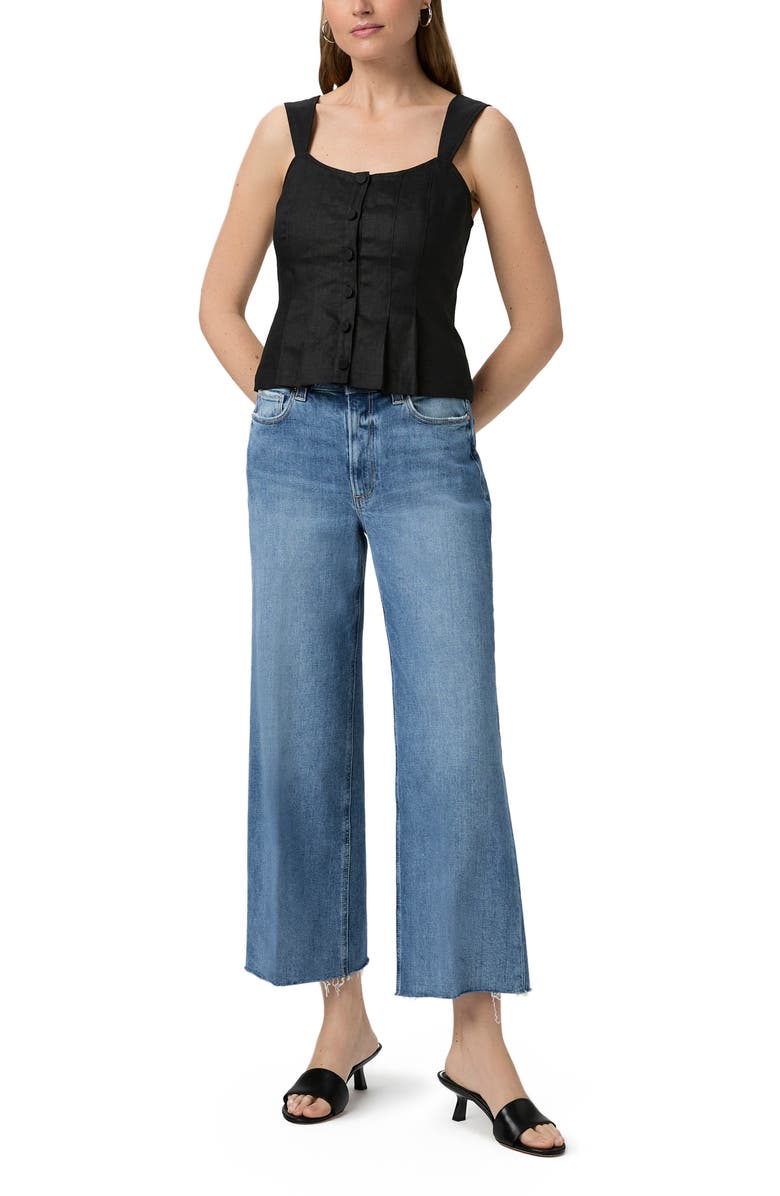 PAIGE Romi Linen Corset Top, Alternate, color, Black