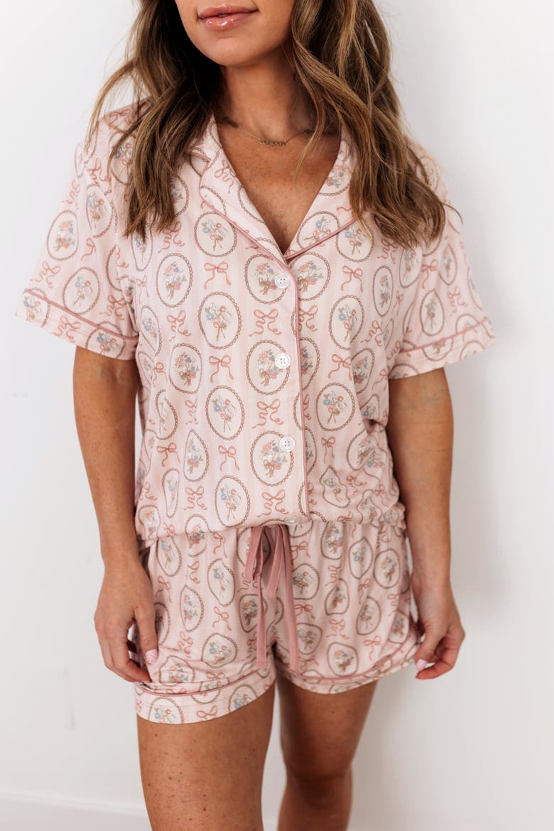 Blaire Button Up Pajama Set, Alternate, color, Floral Pink