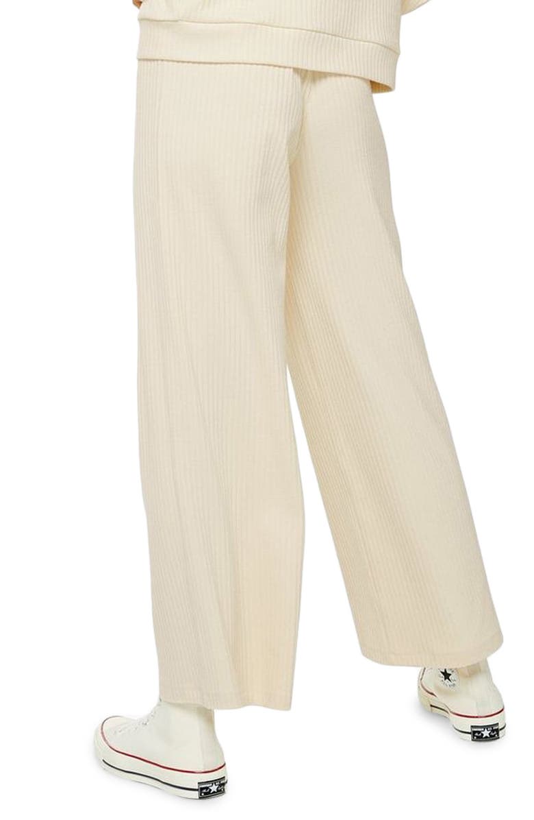 Topshop Rib Wide Leg Lounge Pants, Alternate, color,