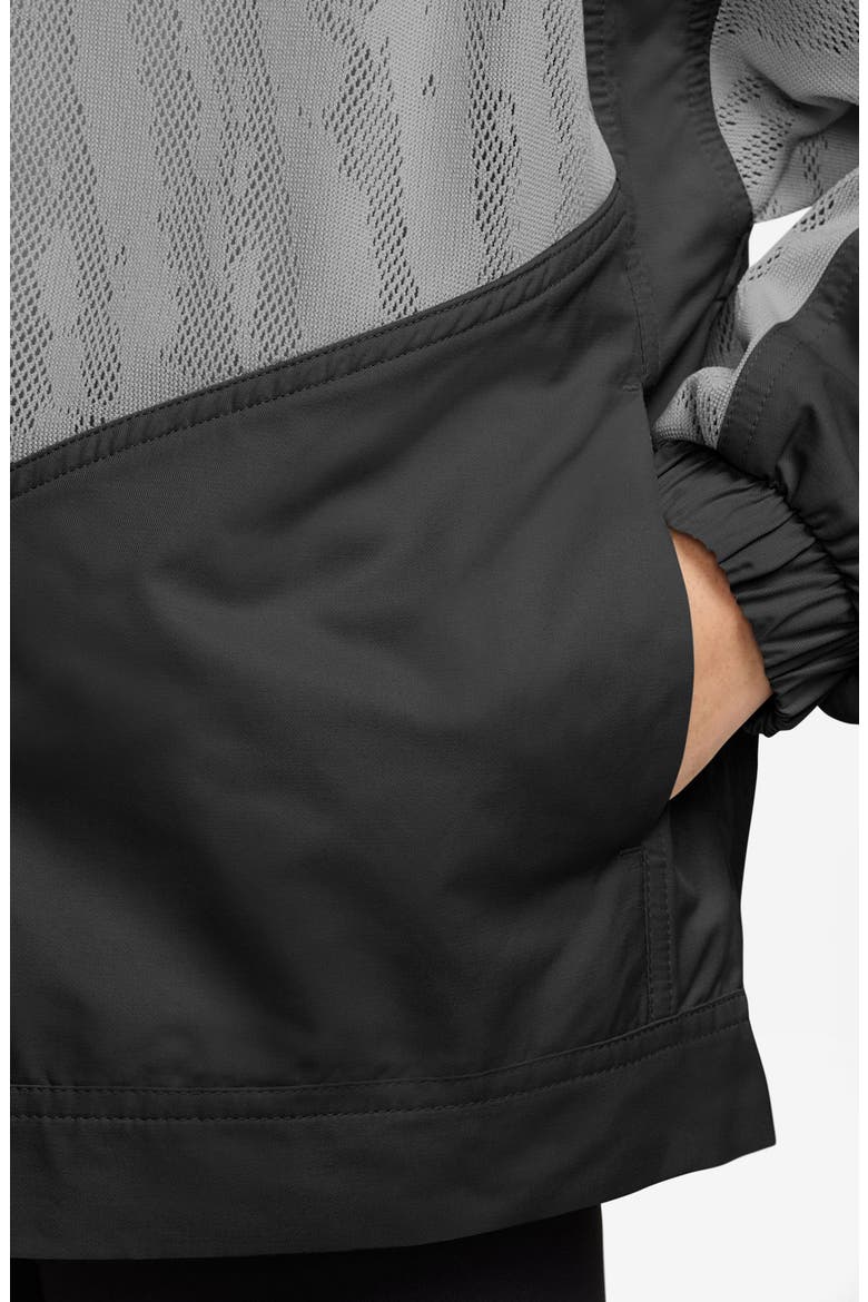 Kids' Sportswear Mesh Panel Snap Jacket, Alternate, color, 010 BLACK/WHITE