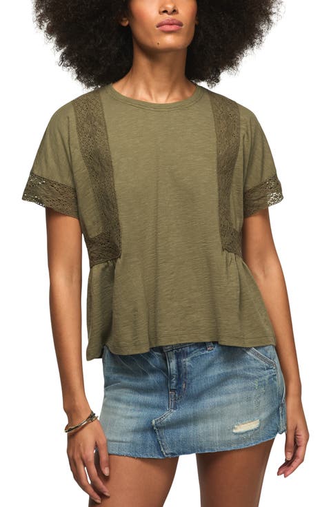 Lace Trim Peplum T-Shirt