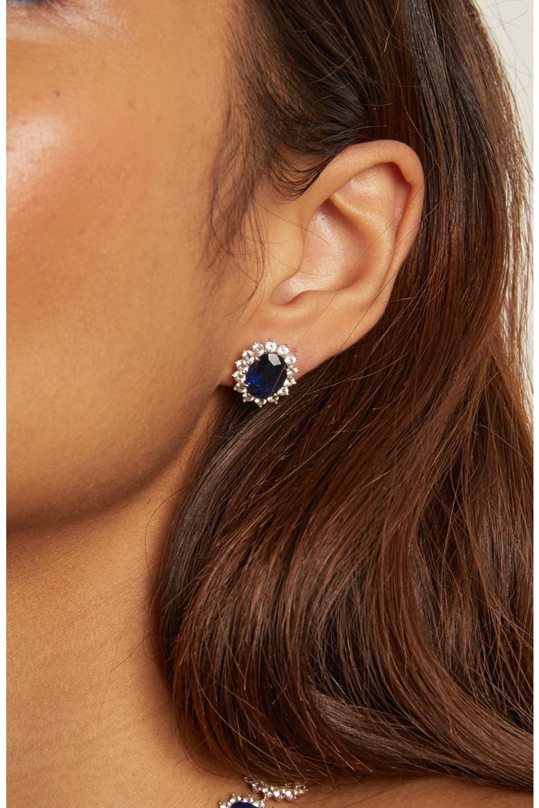Diana Stud Earrings, Alternate, color, White Gold Vermeil