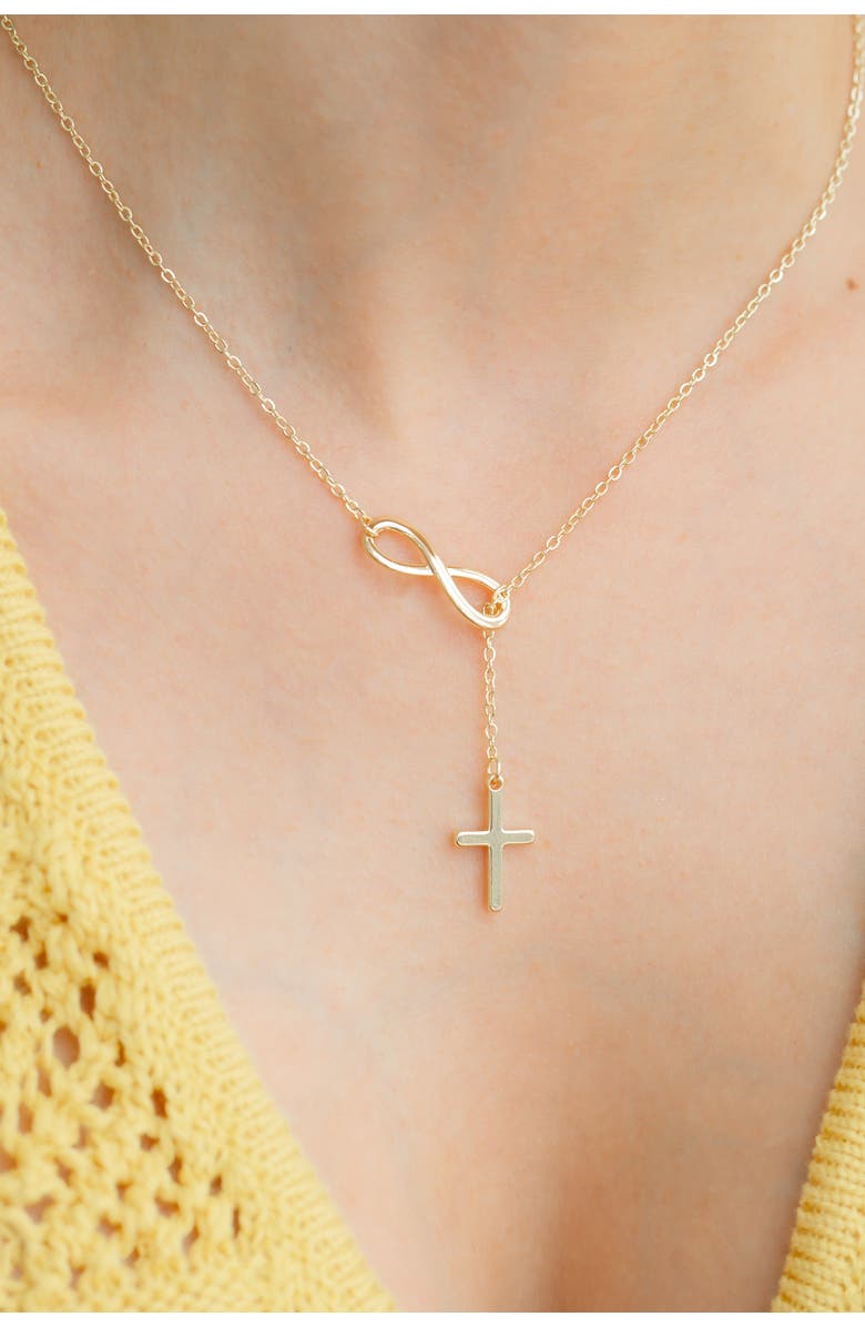 Mint & Lily Infinity Cross Pendant Necklace, Alternate, color, 18K Gold Plated