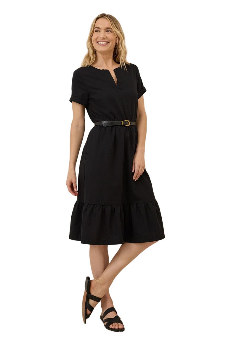 Canopy Linen Notch Neck Dress Made with Organic Cotton, Alternate, color, Black