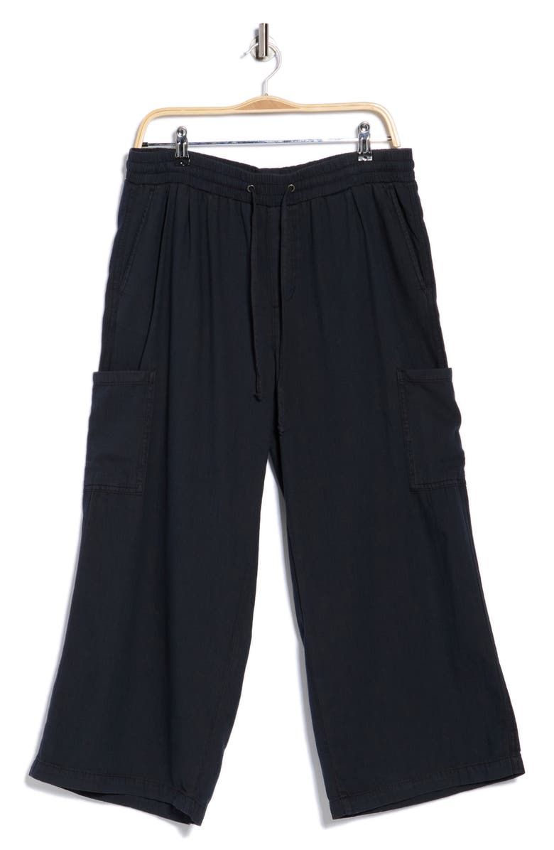 NYDJ Whitney High Waist Crop Wide Leg Cargo Pants, Alternate, color, Overdye Black