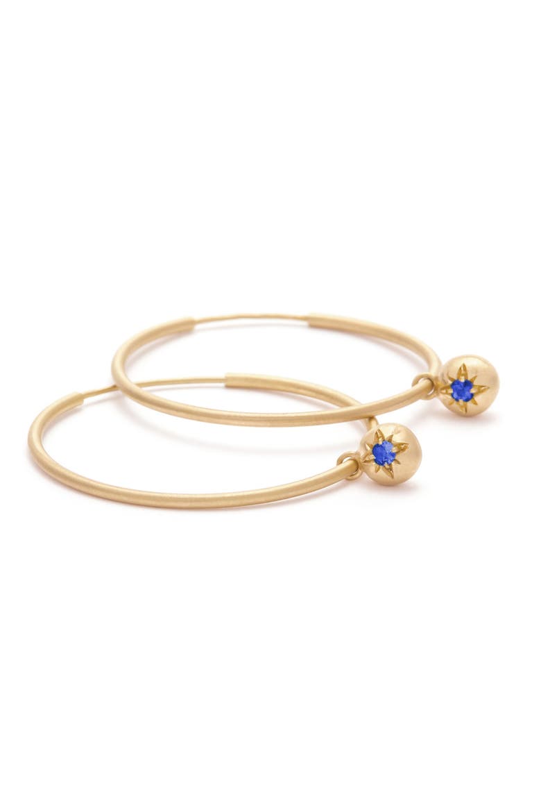 Moon Hoops Sapphire. Handmade in Italy, Alternate, color, Sapphire