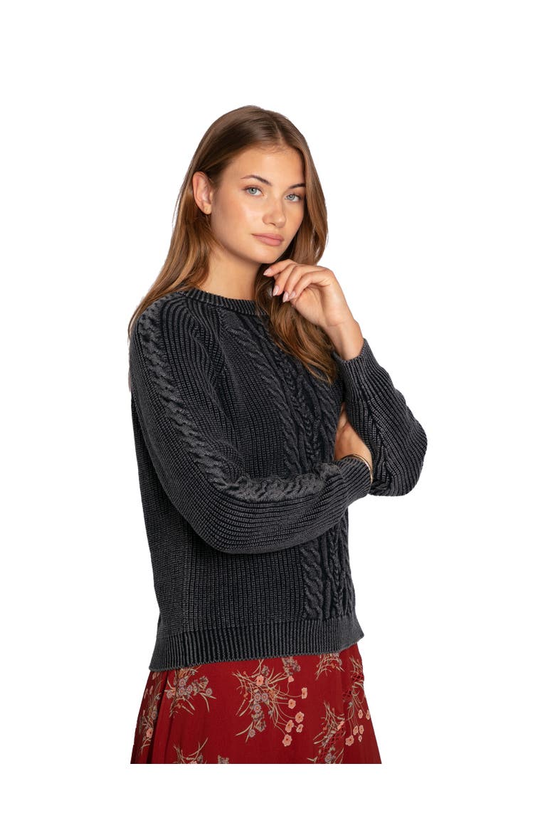 Hudson Street Cable Garment Dyed Sweater, Alternate, color, Navy