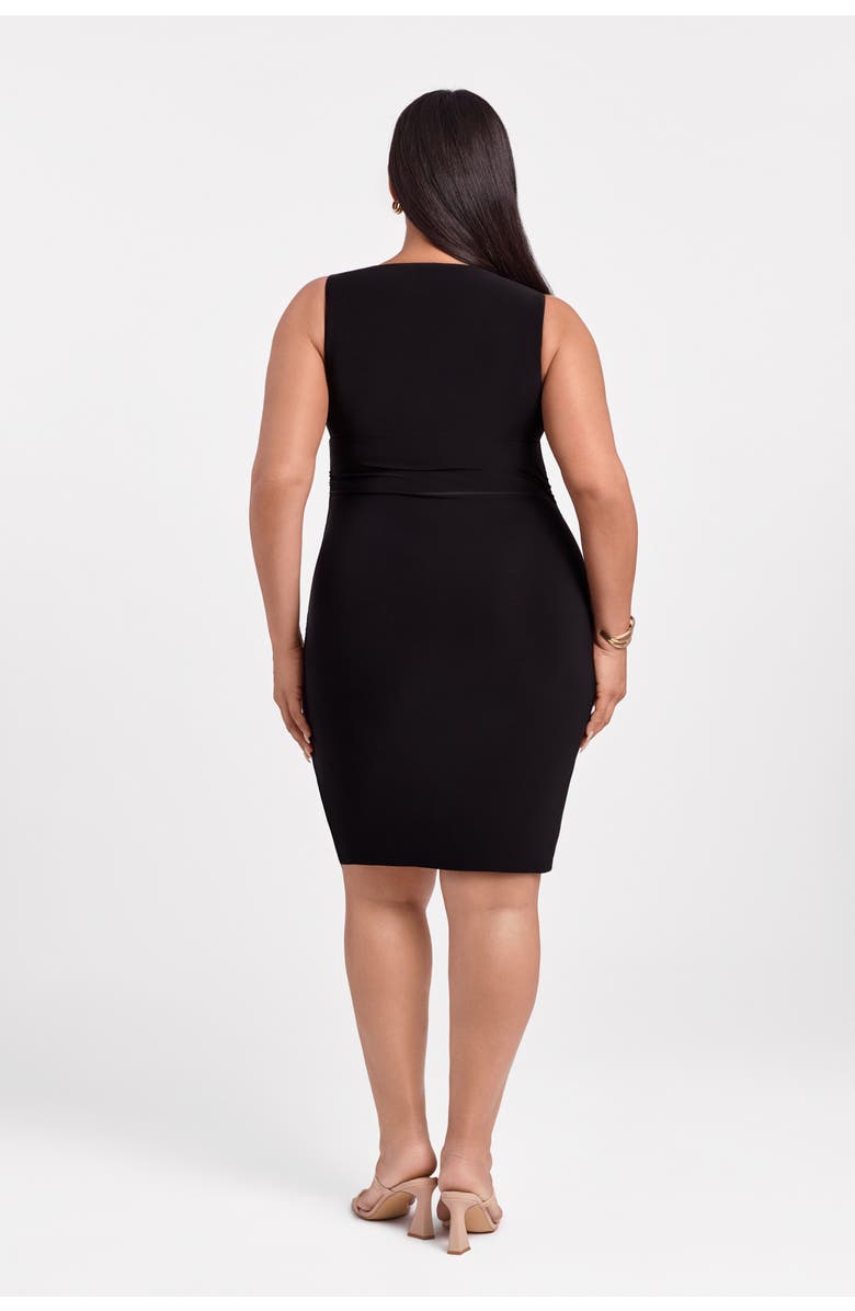 S3 Apparel Sculpting Shapewear Shirred Waist V-Neck Mini Dress, Alternate, color, Onyx Black