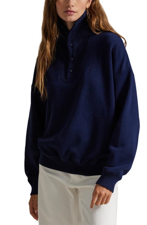 Rib Trim Mock Neck Pullover