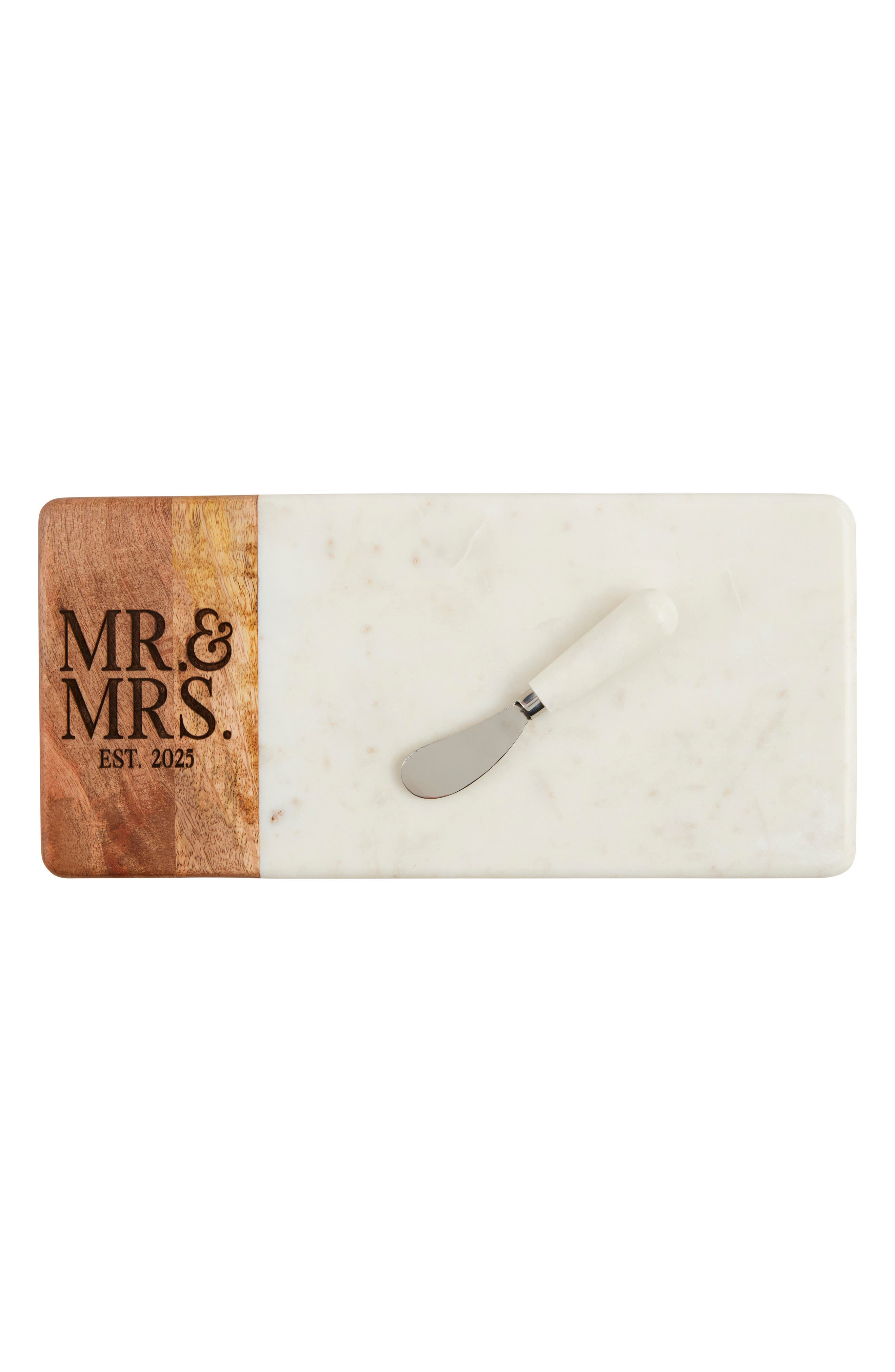 Mud Pie Mr. & Mrs. Est. 2025 Marble Cheese Board