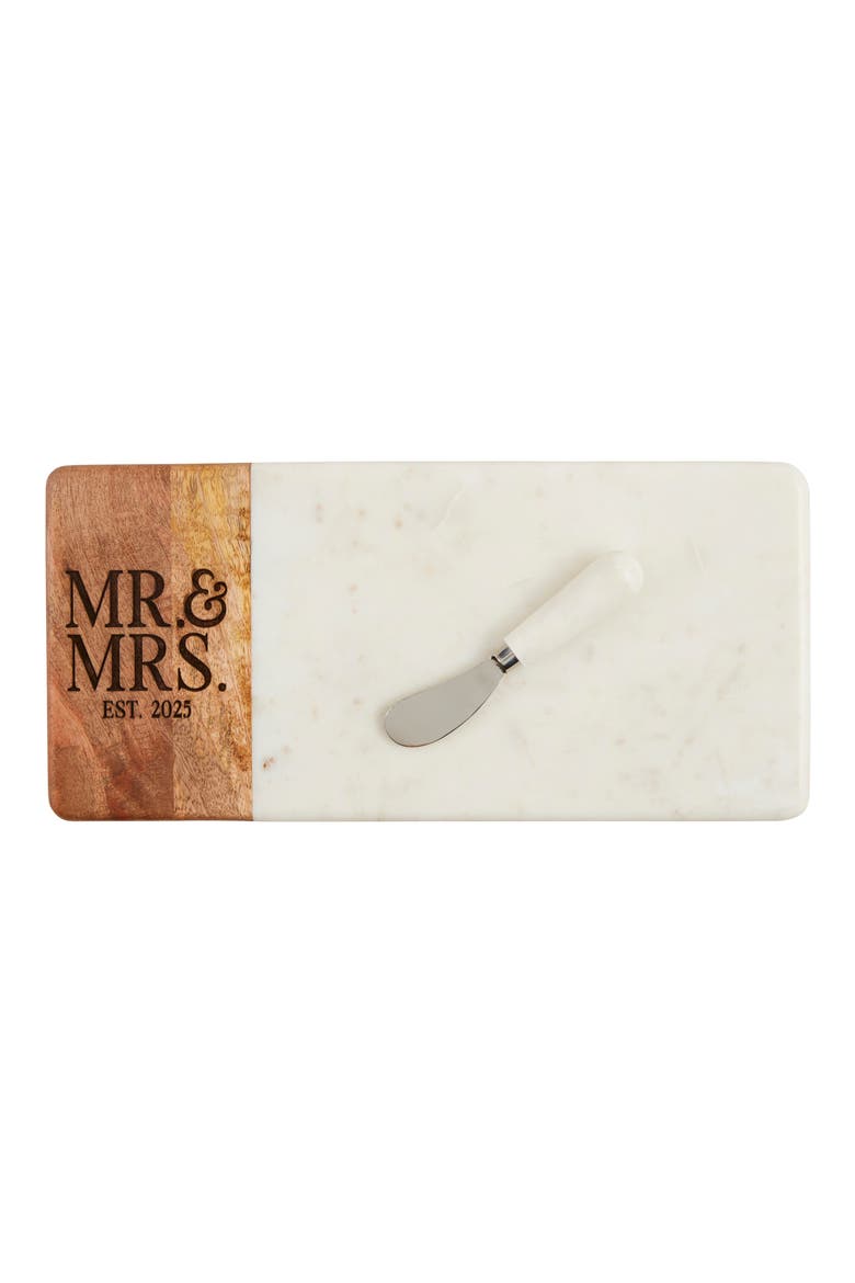 Mr. & Mrs. Est. 2025 Marble Cheese Board, Main, color, WHITE