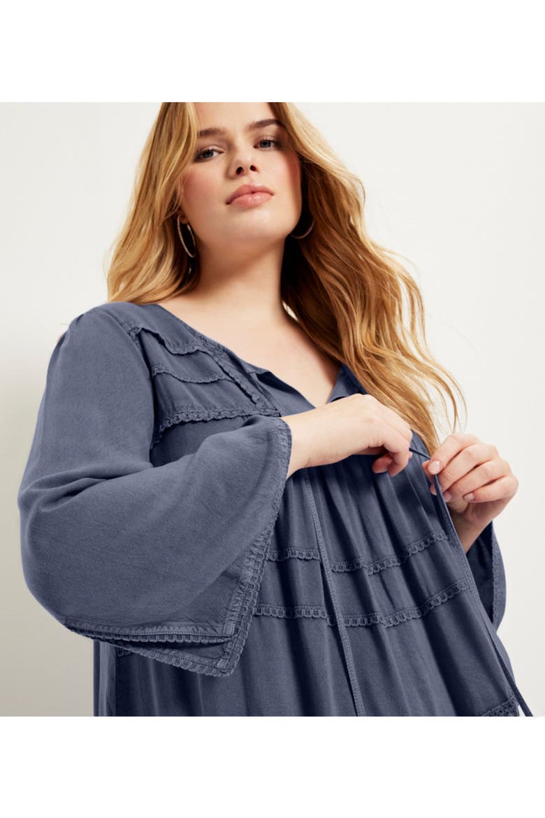 Acid Wash Peasant Blouse, Alternate, color, SOFT CAMEL