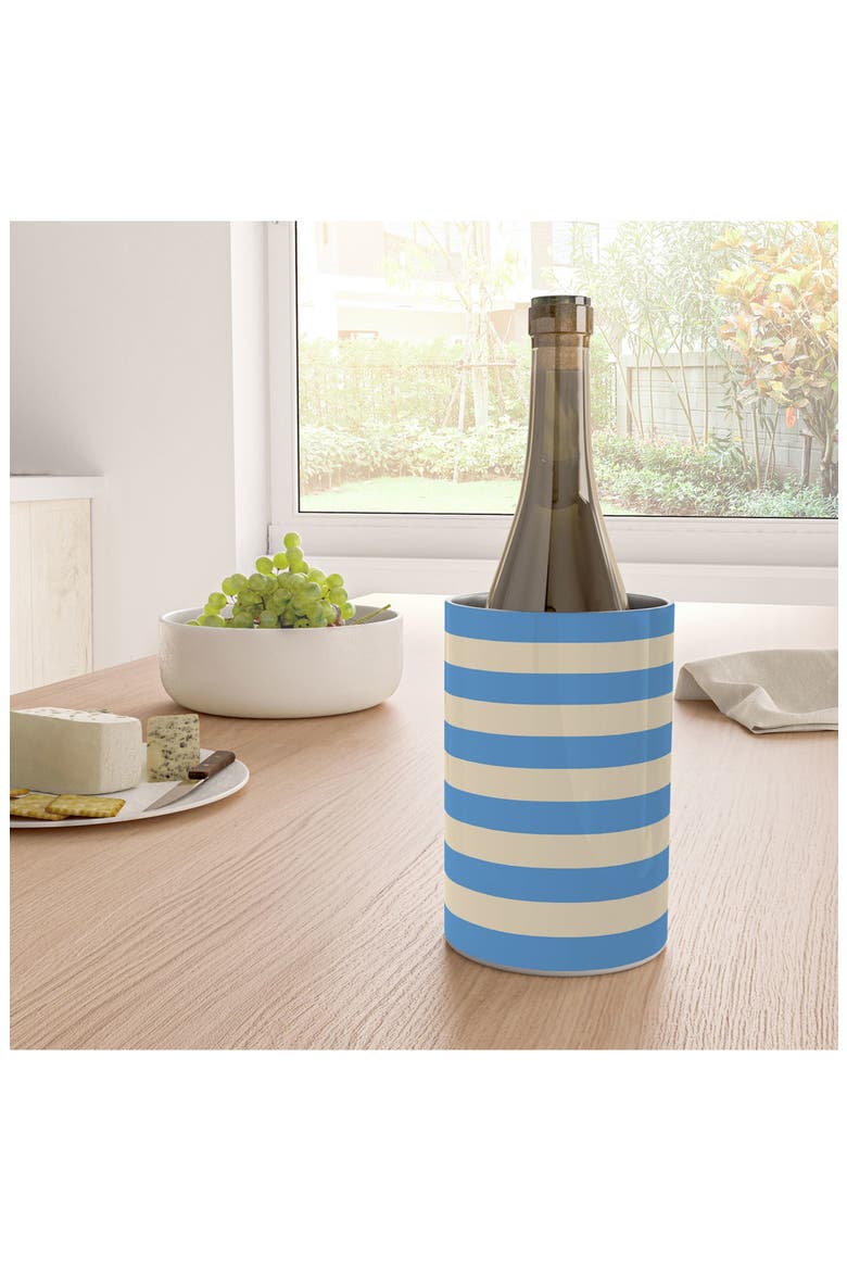 Blue and White Stripe Stainless Steel Wine Chiller, Alternate, color, CREAM