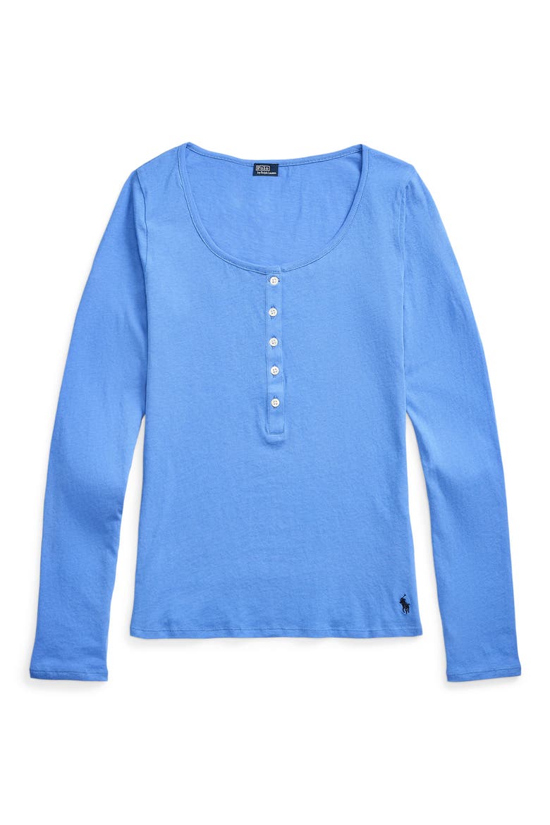 Long & Lean Cotton Jersey Lounge Henley, Alternate, color, CORNFLOWER