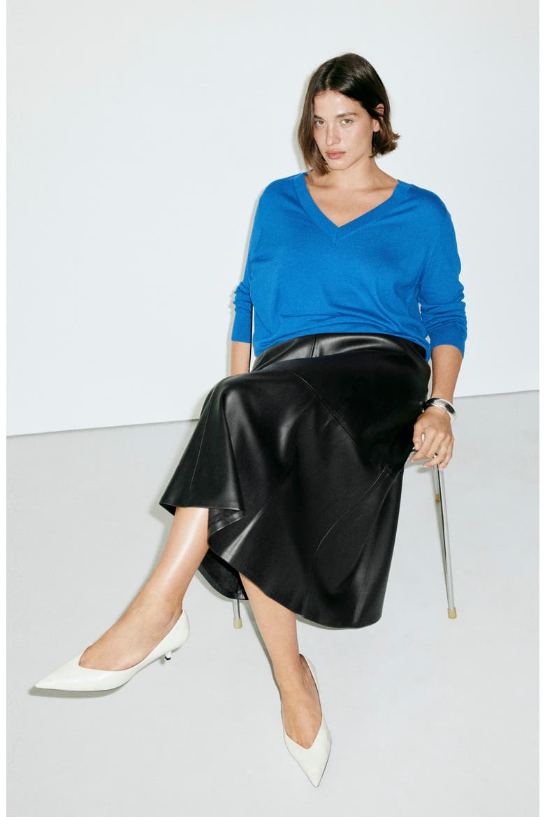 Paris Leather Midi Skirt, Alternate, color, BLACK