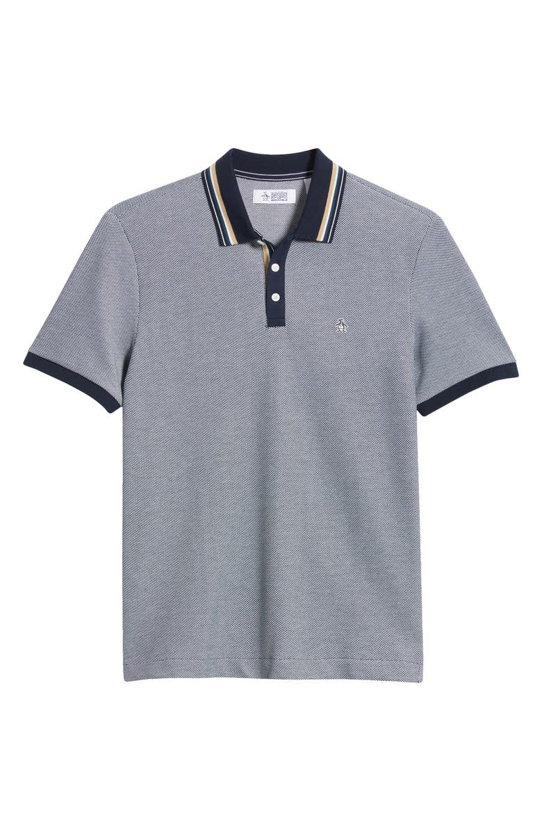 Original Penguin Tipped Bird's Eye Piqué Polo, Alternate, color,