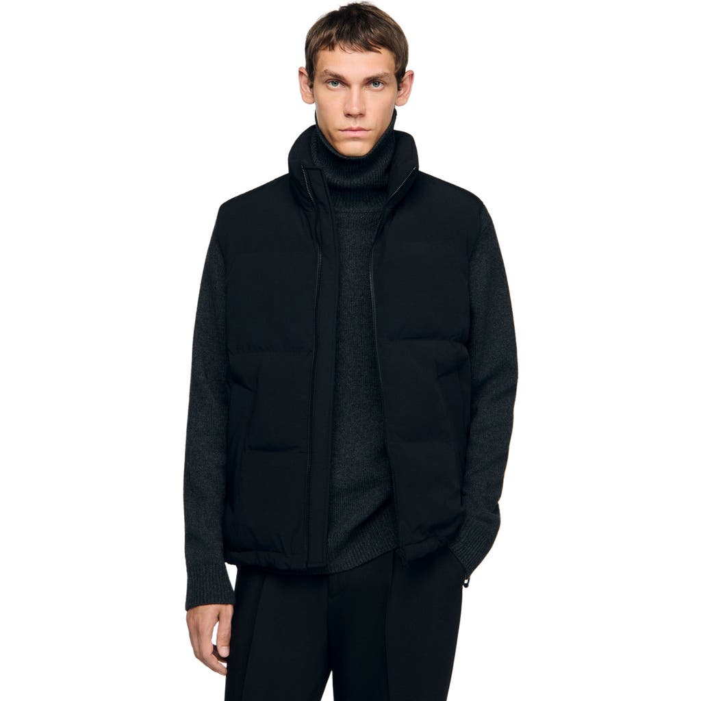 Sandro Sleeveless Technical Puffer Vest In Blue